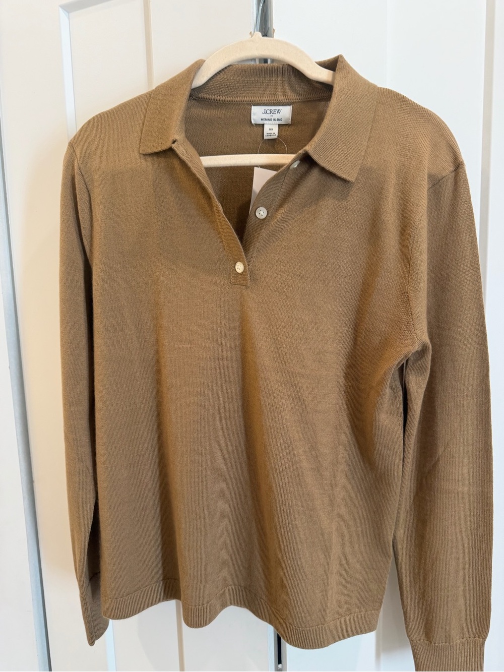 J. Crew Women’s l Camel/Tan Long-Sleeve Polo Sweater